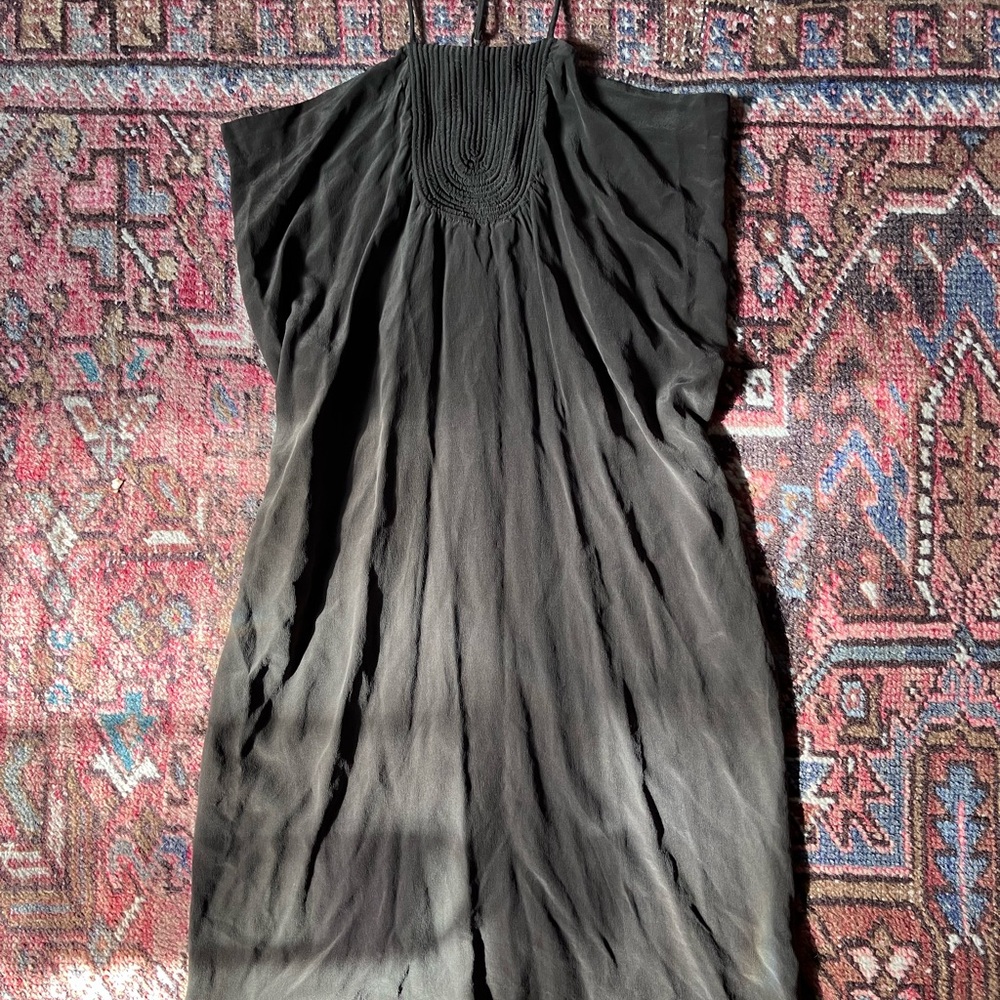 Y2K Espresso Brown Silk Boho Mini Dress